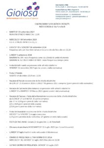 Calendario scolastico 2024/25 nido Ponchielli